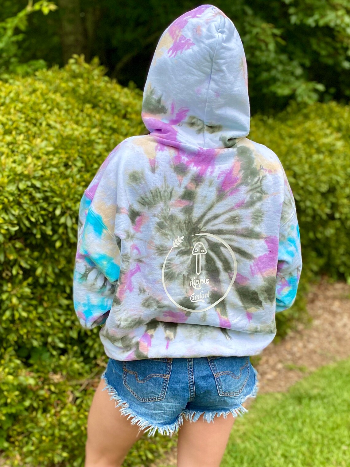 pink teal hoodie