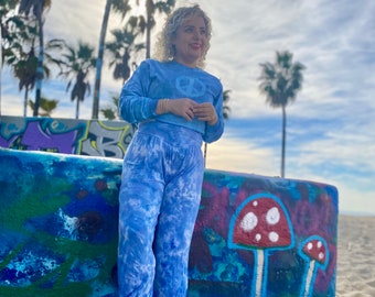 Fredstecken-t-shirt, tie dye-t-shirt, tie dye-skjorta, långärmad tie dye-skjorta, hippieskjorta, fredstecken-skjorta, långärmad blå skjorta, alla hjärtans dag