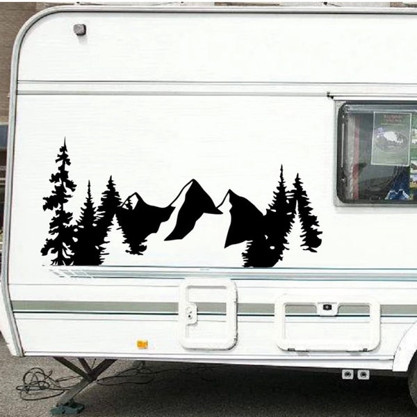 RV, Truck, Car, Suv, Camping, Mountains, Trees Decal