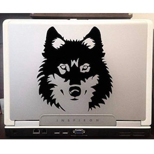 Hondenkop Husky mooi silhouet auto vrachtwagen laptop macbook raamsticker sticker 6 inch