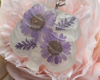 Lavender Blooms & Bones Keychain