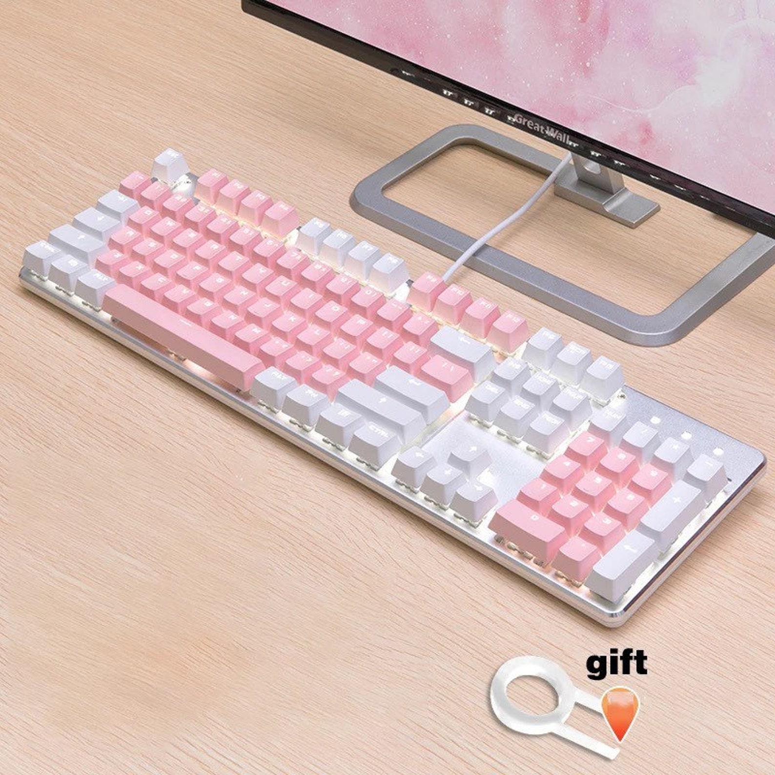 Pink and White Pastel Keycap Set Cherry MX Keycaps Keycaps Etsy