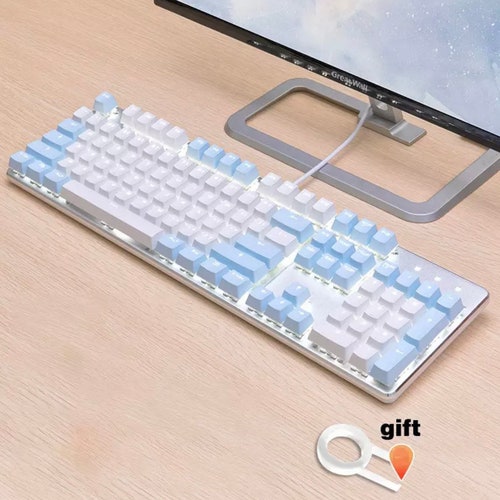 Blue/Purple/Pink and White Pastel Keycap Set, Cherry MX Keycaps, Keycaps for Mechanical Keyboard, Cute Japanese Keycaps