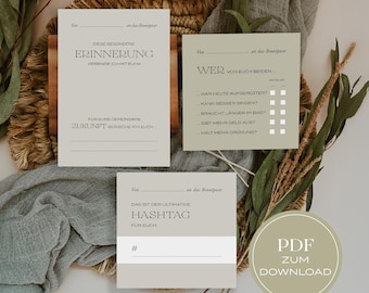 20 different wedding guest book cards – for personal memories and special moments. Download | high-quality design | Olive