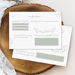 10 Gästebuch-Karten für die Hochzeit in DIN A6 | DIY-Gästebuch | kreative Fragekarten | Hochzeitsgeschenk | Greenery Hochzeit | Weiß+Salbei
