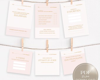 20 personalized wedding guest book cards – for personal memories and truly memorable moments. Download | high-quality design | peach