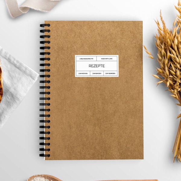 Recipe book A5 for your own recipe collection | Cookbook to write yourself | Ring binder | Cover in kraft paper look | also great as a gift