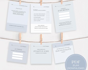 20 personalized wedding guest book cards – for personal memories and truly memorable moments. Download | high-quality design | blue