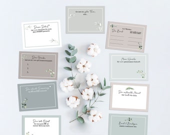 20 individual guest book cards for the wedding in DIN A7 | DIY Guestbook | creative question cards | Greenery Wedding | eucalyptus