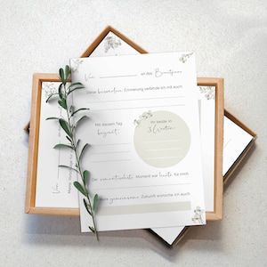 50 Gästebuch Karten für die Hochzeit mit Box 5 verschiedene Designs DIN A6 Postkartengröße für alle Paare Greenery & Eukalyptus Look zdjęcie 2