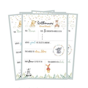 10 Gästebuch-Karten zur Taufe / Babyparty / Baby-Shower / im Greenery-Design / DIN A5 / als Geschenk fürs Baby