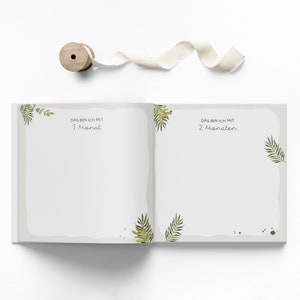 Babydagboek Mijn eerste jaar Babyboek babyalbum 1e jaar unisex in Groenstijl perfect als geboortecadeau afbeelding 7