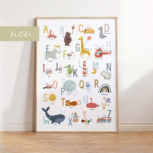 Alphabet posters with cute designs | ABC poster for the children's room | Learning posters in DIN B2 and A4 - also great as a gift