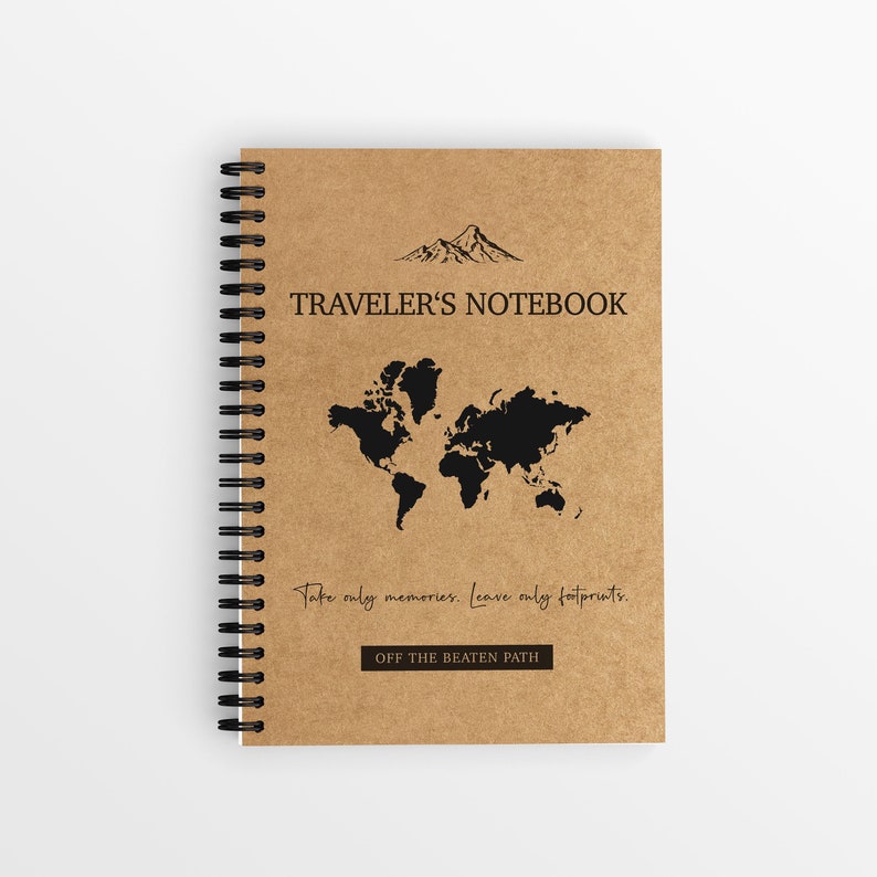 Travel diary for your adventures A5 with challenges, info facts & quotes Cover in kraft paper look also perfect as a gift image 1
