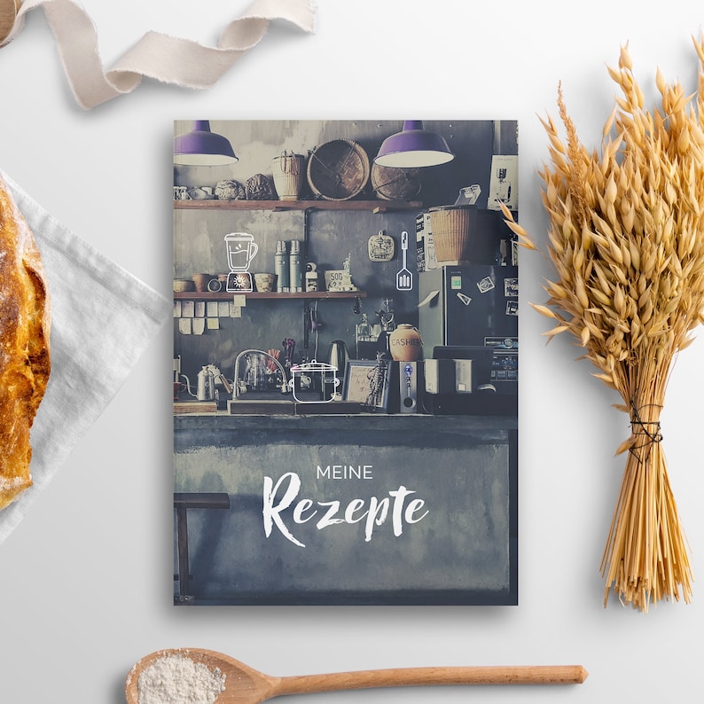 Modernes Rezeptbuch für 60 Lieblingsgerichte Rezeptsammlung DIY Kochbuch zum Selberschreiben Hardcover A5 auch toll als Geschenk Bild 1