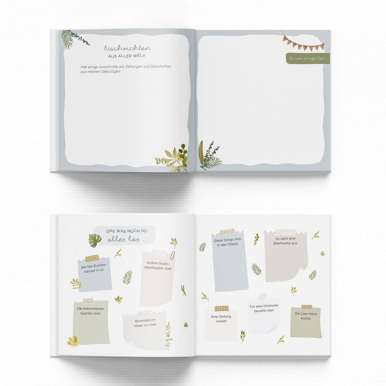 Babytagebuch Mein erstes Jahr Babybuch Babyalbum 1. Jahr unisex im Greenery Stil perfekt als Geschenk zur Geburt Bild 6