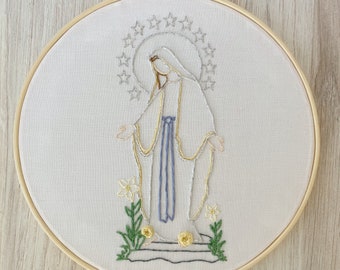 Our Lady of Lourdes Embroidery Digital Download