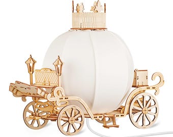 Stehlampe aus Holz, verzauberte Kutsche, Kutsche, dekorativ, Kinderzimmer, Babyparty, Nachtlampe