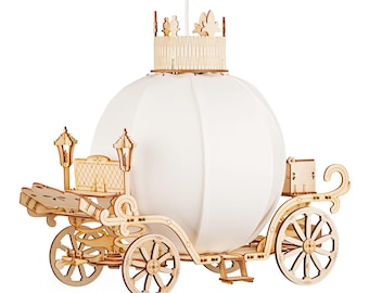 Hängelampe aus Holz, verzauberte Kutsche, Kutsche, Deko, Hängebeleuchtung, Kinderzimmer, Babyparty
