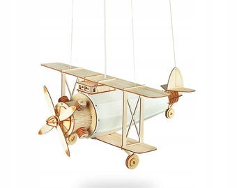 Deku - Flugzeug-Pendellampe aus Holz, dekorativ, Hängebeleuchtung, Kinderzimmer, Babyparty