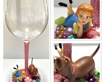 Character wine glass - beauty and the beast - belle