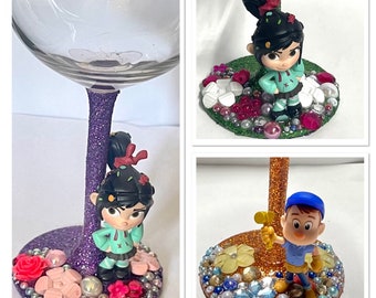 Character wine glass - wreck it Ralph - vanellope