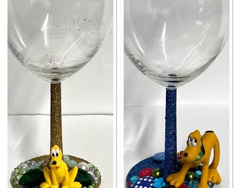 Character wine glass - Mickey Mouse - Pluto - Goofy