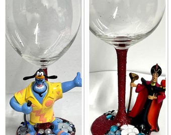 Character wine glass - Disney - Aladdin - genie - jafar