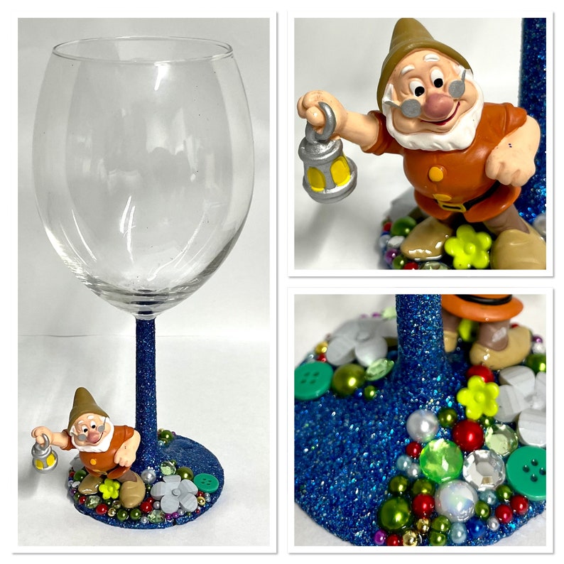 Character wine glass Snow White and the seven dwarves grumpy image 1