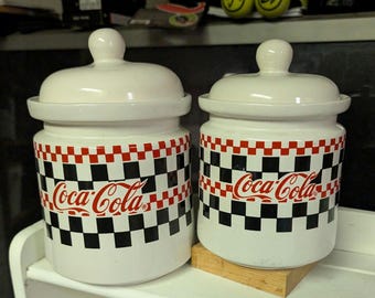 Set of 2 coca cola canisters