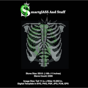 Instant Download Ribcage Skeleton Rhinestone Template-2 SIDED