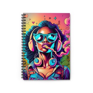 Psychedelic Black Girl Spiral Notebook - Ruled Line