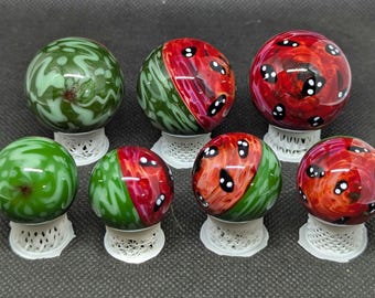 Watermelon Marbles 1" & 1.5", Play Marbles, Collectible Art, Glass Art, Marble Toys, Gift Marbles