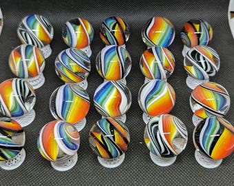 Cane Twist Surprise Marbles 1", Rainbow marbles, Mystery marbles, Wig-wag marbles, hider marbles, surprise marbles, glass art