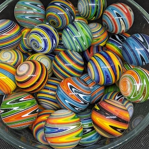 Linework Surprise Marbles 1&quot;, Rainbow marbles, Mystery marbles, Wig-wag marbles, hider marbles, surprise marbles, collectible art, glass art