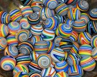 Mini Linework Surprise Marbles ~.6" , mini Rainbow marbles, mini Wig-wag marbles, mini hider marbles, surprise marbles, glass art