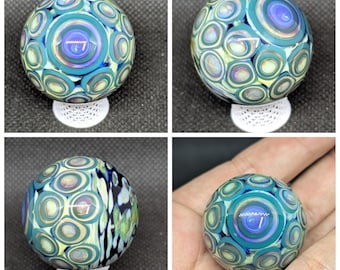 1.33" Dotstack Marble, handmade marble, hider marble, small marble, glass art marble, borosilicate glass art, collectible marble
