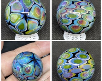1.15" Dotstack Marble, handmade marble, hider marble, small marble, glass art marble, borosilicate glass art, collectible marble