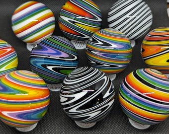 1.5" Large Linework Surprise Marbles, Rainbow marbles, mystery Wig-wag marbles, hider marbles, surprise marbles, collectible art, glass art
