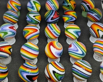 Linework Surprise Marbles 1", Rainbow marbles, Mystery marbles, Wig-wag marbles, hider marbles, surprise marbles, collectible art, glass art