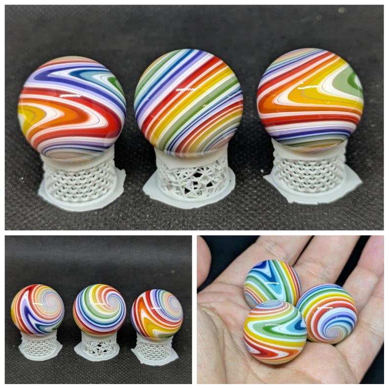 Rainbow W/white 3-pack Linework Marbles 1", Rainbow Marbles, Mystery ...