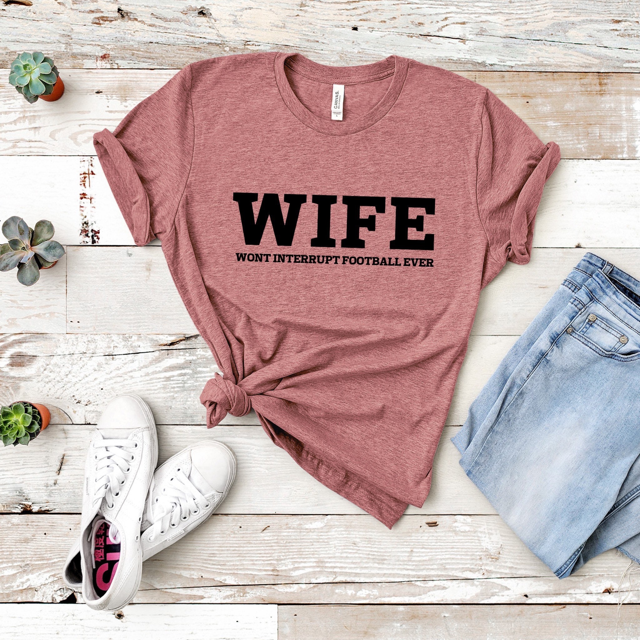 Funny Football Wife Tee Shirt Cool Wife Shirt Wont Interrupt | Etsy