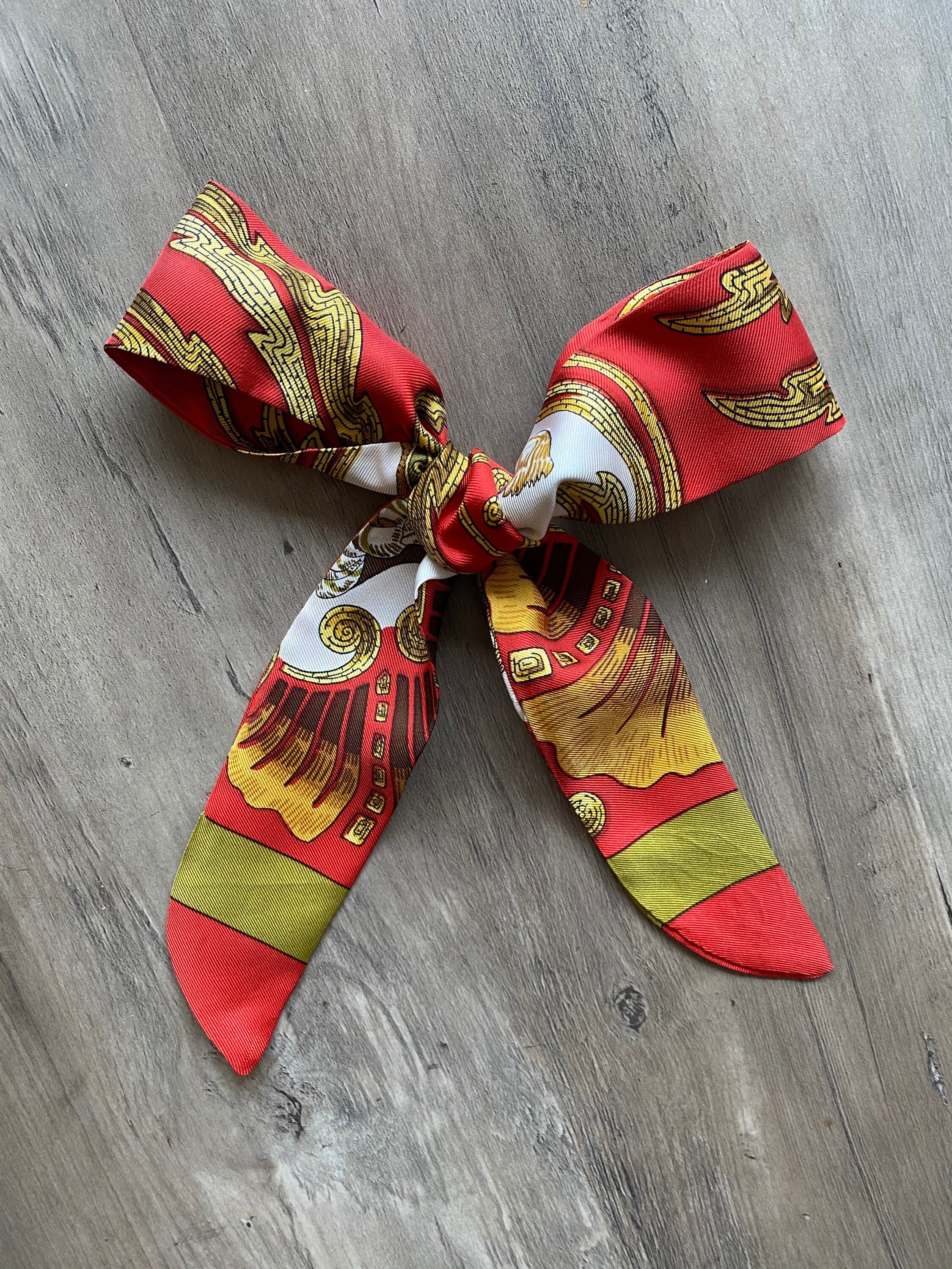 Hermès Vintage Hair Scarf made from Cheval Turc in Red Etsy