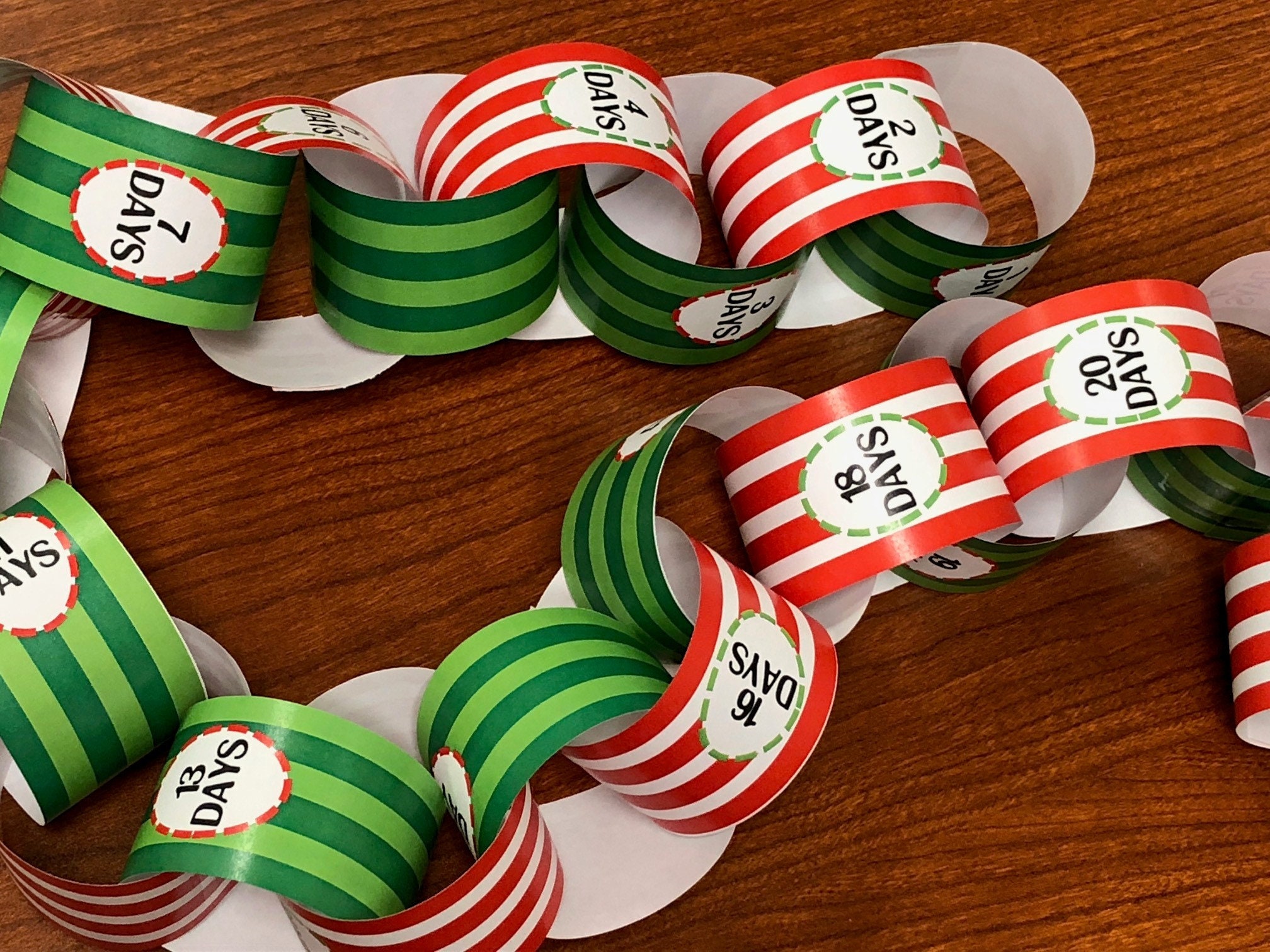 Christmas Countdown Chain Printable Etsy