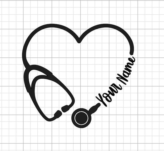 Decal Custom Doctor RN CNA Stethoscope With heart And Your Name Car Sticker