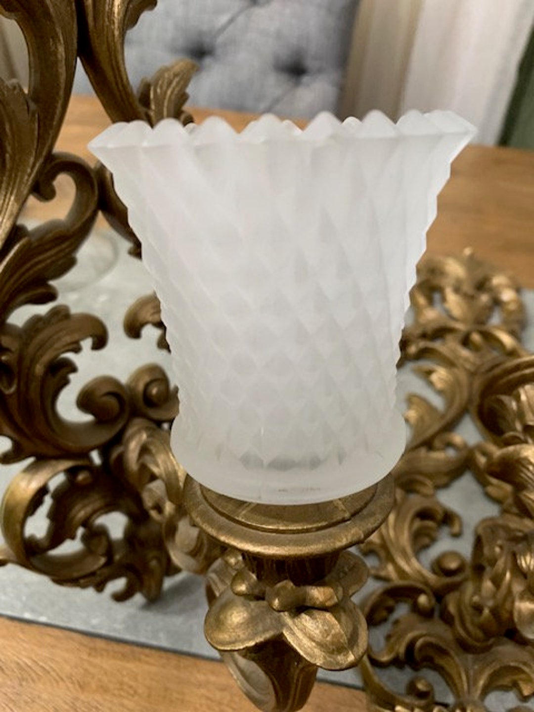 Vintage 1970s Era Homco Votive Toppers for Wall Sconces Candle Holder