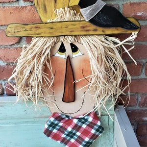 Oversized Silas Scarecrow w/ Black Crow Fall Oversized Wooden Wall Hanging Wood Sign Porch Greeter Autumn Gold Decoration 30&quot; T Hand Crafted