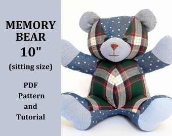 Naaipatroon Memory Bear: 10-inch pluche teddybeer (pdf-patroon)