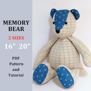 Cartamodello Memory Bear 16" e 20", Crea orsacchiotto, cartamodello orsetto ricordo