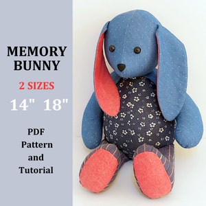 Modello coniglietto in memory 14" e 18", coniglietto ripieno, peluche coniglio, modello coniglietto da cucire